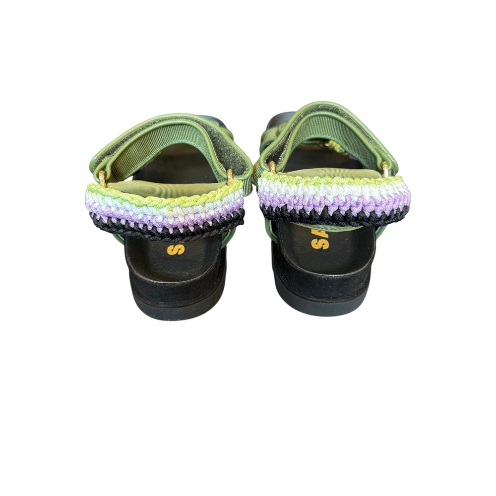 Sandro Sporty Sandals Lug Sole Braided Straps Olive Green Purple Size 36 Size 6 - Picture 3 of 6